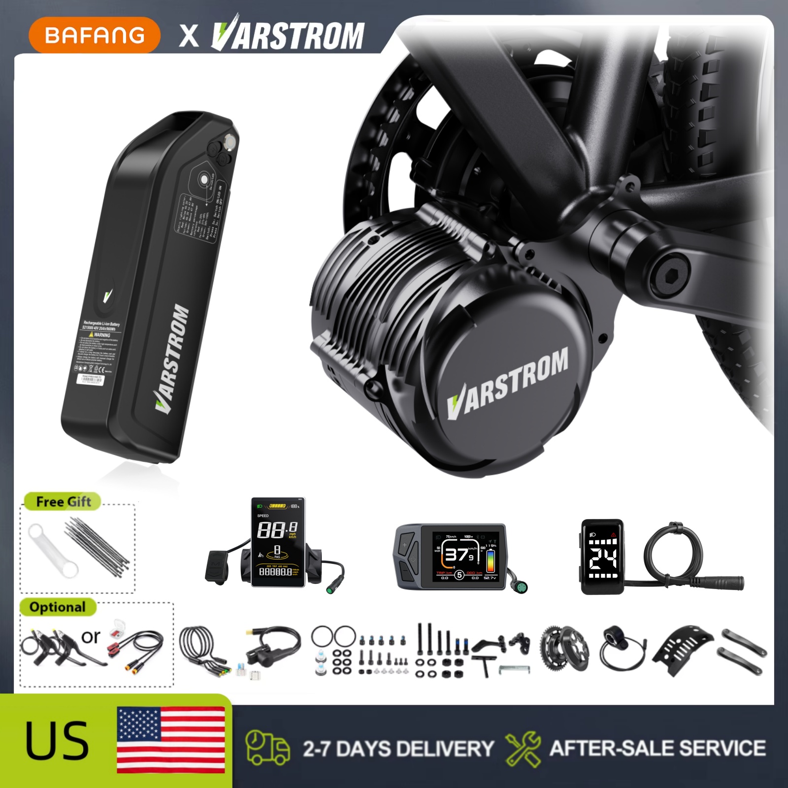 Side Hung Mid Drive Motor Kit - محرك تونغشنغ TSDZ2B بقوة 500 واط،